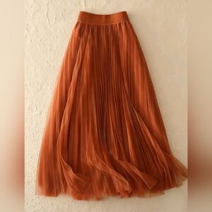 Burnt Orange Pleated Skirt, Size large